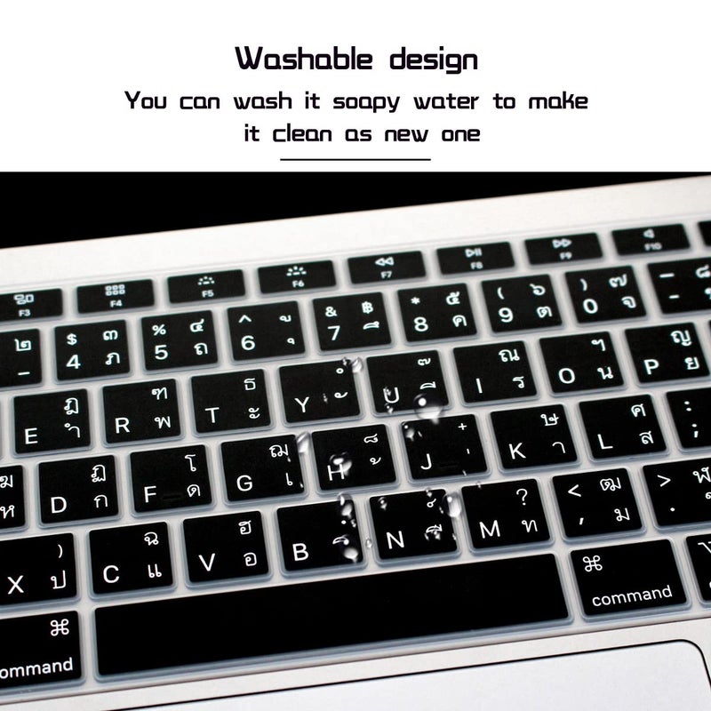 HRH Thai Language Silicone Keyboard Cover Skin for MacBook Air 13 Inch 2018 Release A1932 with Retina Display and Touch ID,USA Layout - Image 5